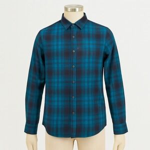 Bixby Nomad Flannel Shirt Men Plaid Rocco Grunge Long‎ Sleeve Blue Black Medium